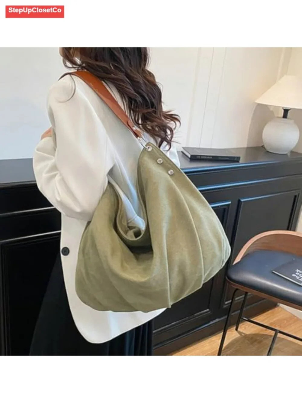 Large Canvas Hobo Bag Women Slouchy Crescent Crossbody Shoulder Purse Work